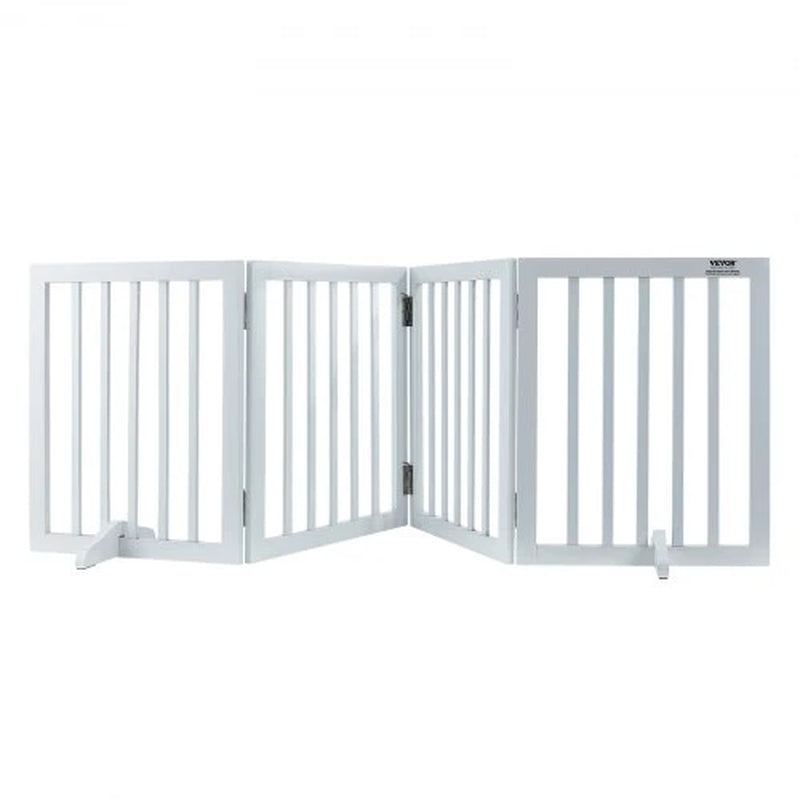 Freestanding Pet Barrier, 24 Height X 80.3 Width, 4-Panel Folding Dog Gate for Various Openings, Expandable and Quiet Foot-Supported Indoor Dog Fence, White