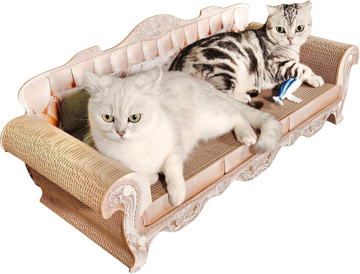 31.5" Extra Large Cat Scratcher Sofa, Durable Cardboard Lounge Bed