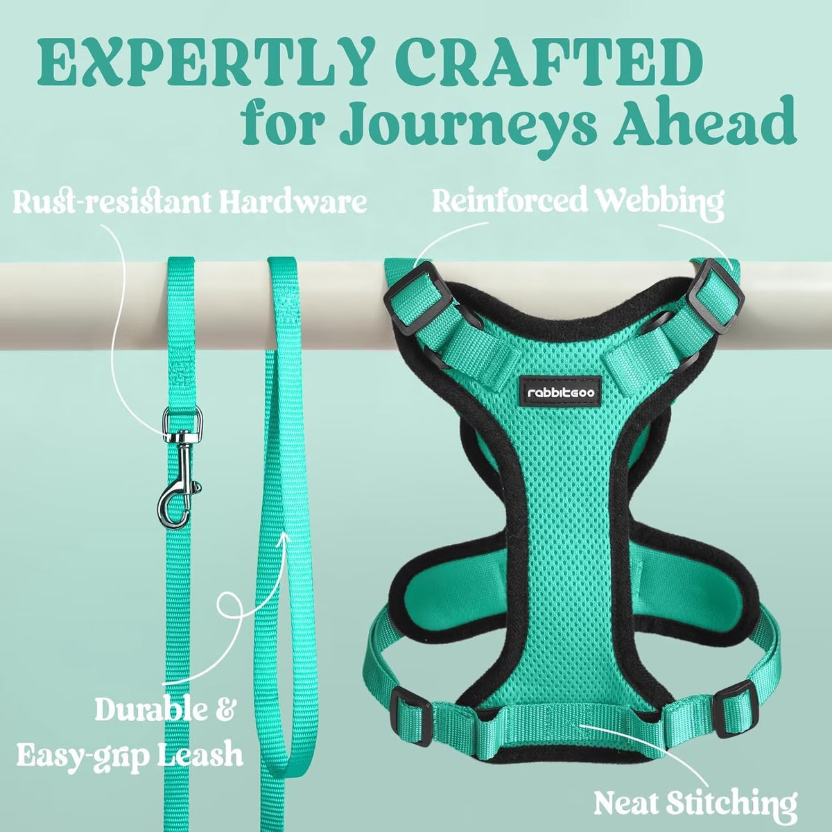 Cat Harness and Leash for Walking, Escape Proof Soft Adjustable Vest Harnesses for Cats, Easy Control Breathable Reflective Strips Jacket, Green