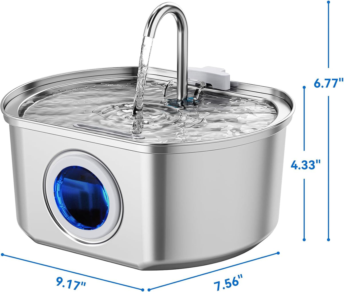 Cat Water Fountain Stainless Steel: 108Oz/3.2L Cat Fountain for Drinking