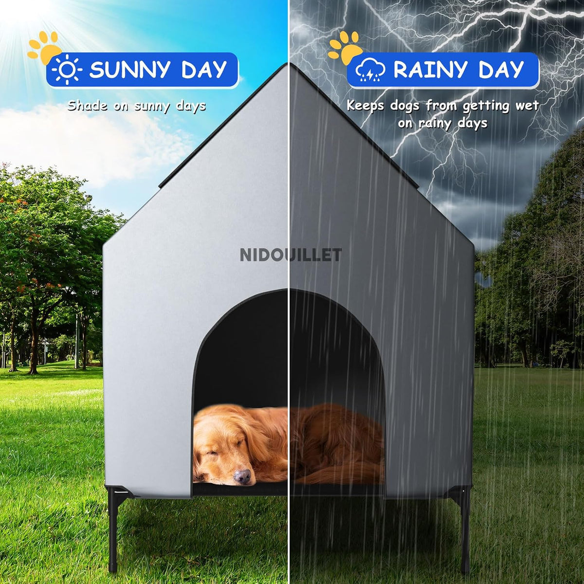 Dog House Outdoor 36 Inch Dog Shelter with Bed for Medium & Small Dogs