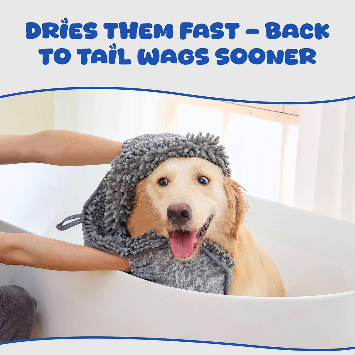 Dog Towel for Drying Dogs Large, Super Absorbent Microfiber Dog Bath Towel with Hand Pockets, Quick Dry Pet Towel for Small & Large Dogs (Grey)
