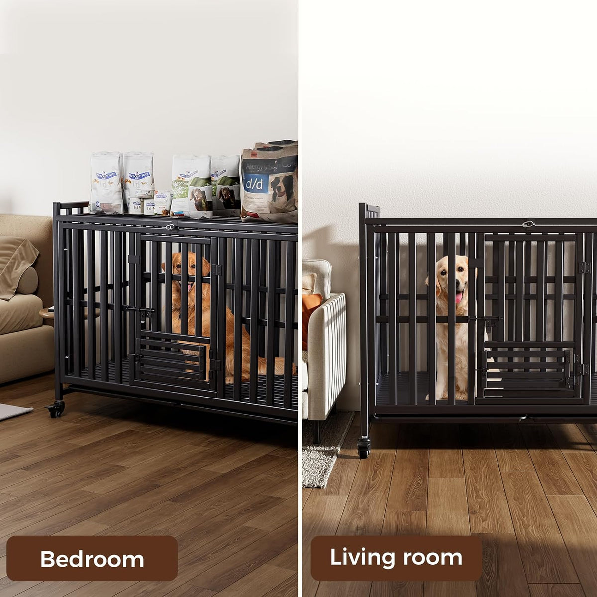 Heavy Duty Dog Crate, 49'' Large Indestructible Cage for High-Anxiety Dogs