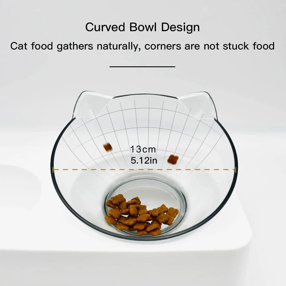 Tilted Raised Cat Food Bowl and Gravity Water Bottle, Elevated Cat Dish with Non-Slip Feeding Mat for Cats Kitten
