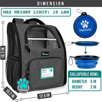 Dog Backpack Carrier Airline Approved Cat Pet Puppy Bag, Charcoal