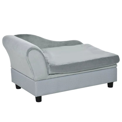 Pawhut Fancy Dog Bed for Small Dogs with Hidden Storage, Small Dog Couch with Soft Foam, Dog Sofa Bed, Cushy Dog Bed