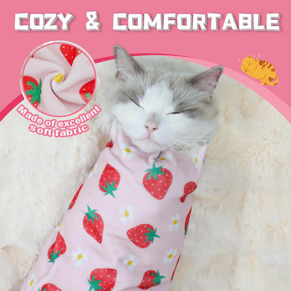 Cat Grooming Wrap for Nail Trimming, Self-Adherent Calm Cat Swaddle