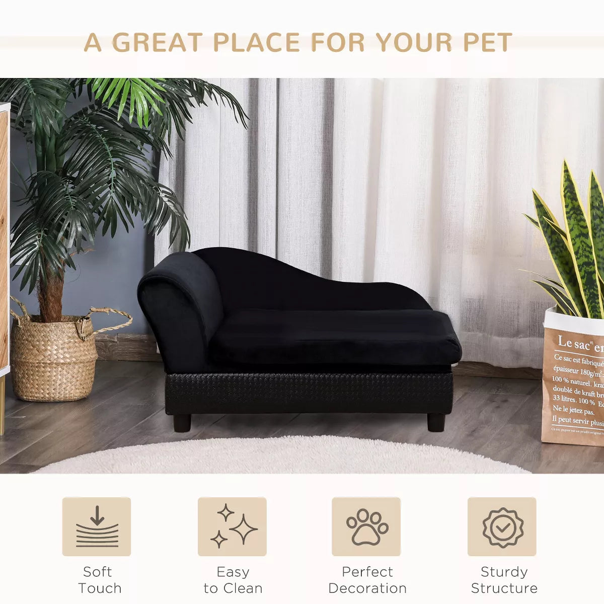 Pawhut Fancy Dog Bed for Small Dogs with Hidden Storage, Small Dog Couch with Soft Foam, Dog Sofa Bed, Cushy Dog Bed