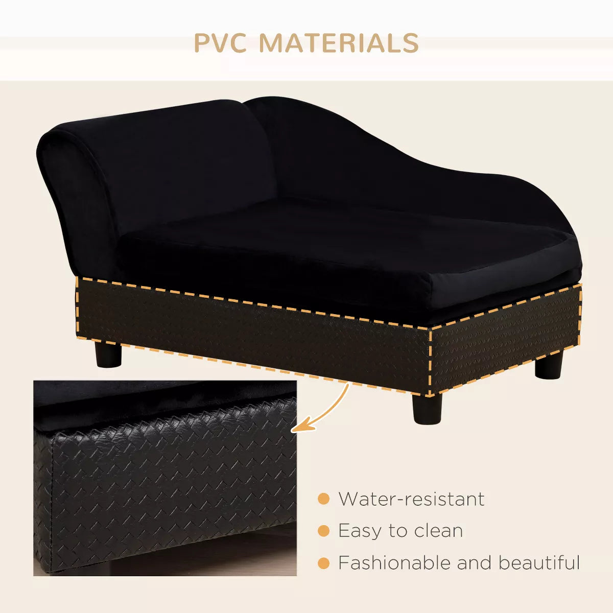 Pawhut Fancy Dog Bed for Small Dogs with Hidden Storage, Small Dog Couch with Soft Foam, Dog Sofa Bed, Cushy Dog Bed