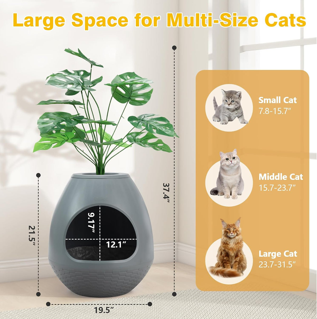 Eggloa6 Cat Litter Box Enclosure, Plant Litter Box Large