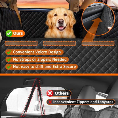 Back Seat Extender for Dogs, 68" X 52" Hard Bottom Waterproof Cover, Black
