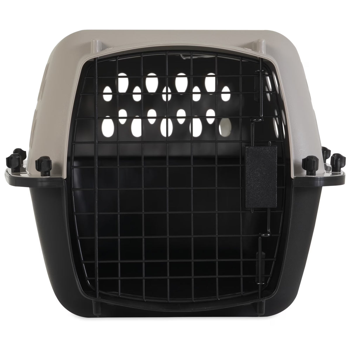Small Plastic Hard-Sided Pet Carrier, Black and Gray, 15 Lb Limit