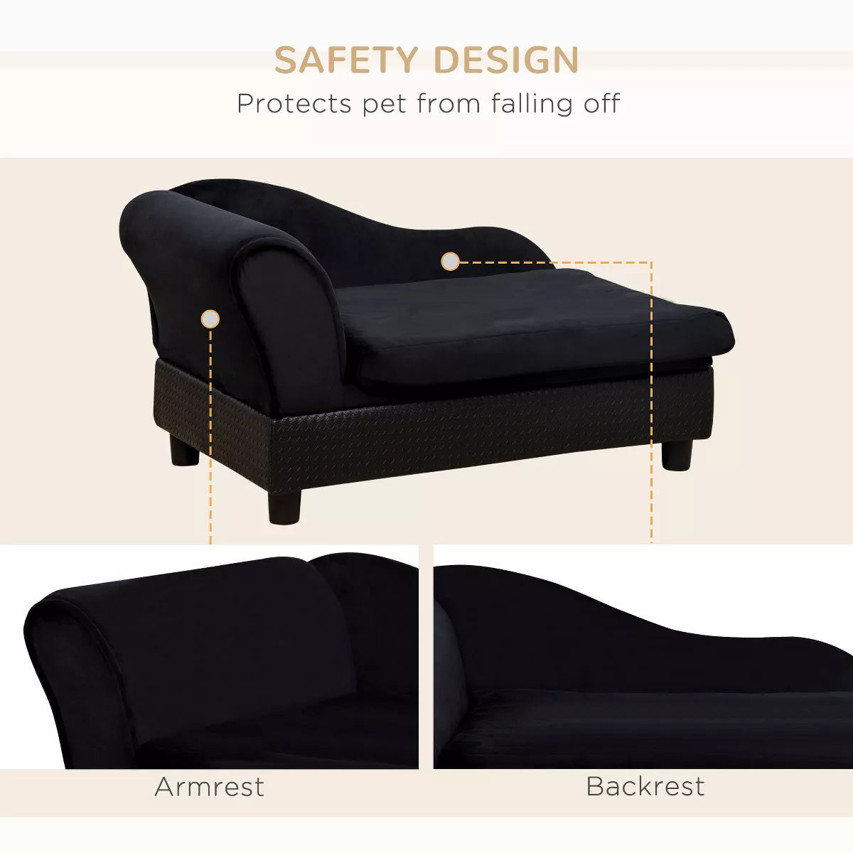 Pawhut Fancy Dog Bed for Small Dogs with Hidden Storage, Small Dog Couch with Soft Foam, Dog Sofa Bed, Cushy Dog Bed