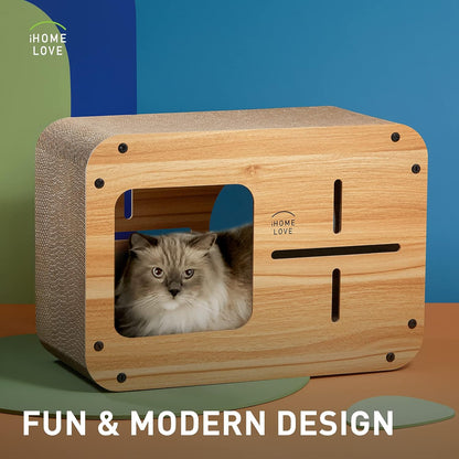 Cat Scratcher Lounge, Cat Scratching Lounger Cardboard, Cat Scratcher Box with Hole for Indoor Kitten Grinding Claws, Sisal Cat Scratcher Furniture Protector