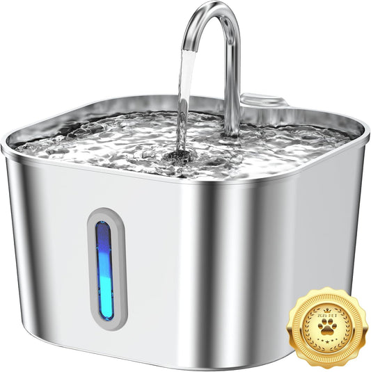 Stainless Steel Cat Water Fountain - 74Oz/2.2L Cat Drinking Fountain