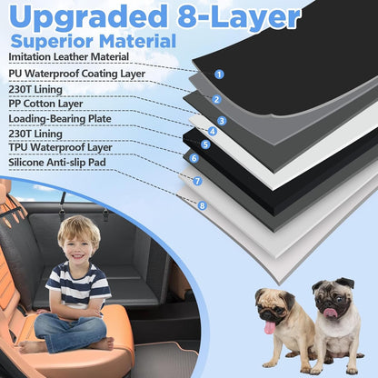 Back Seat Extender for Dogs Waterproof Dog Car Seat Cover Hard Bottom 400Lbs