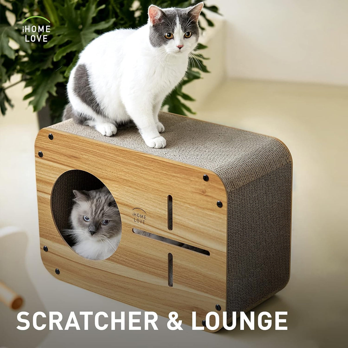 Cat Scratcher Lounge, Cat Scratching Lounger Cardboard, Cat Scratcher Box with Hole for Indoor Kitten Grinding Claws, Sisal Cat Scratcher Furniture Protector