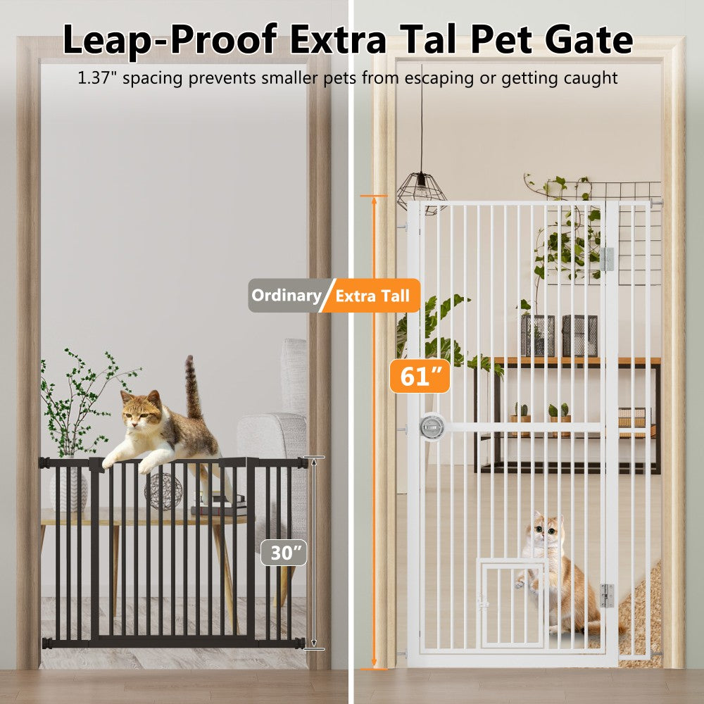 Pet Dog Cat Gate for Doorway Adjustable Pet Safety Gate with Extension 61" Tall