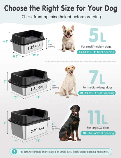 7L No Spill Dog Water Bowl with Splash Guard & Slow Drink Disk