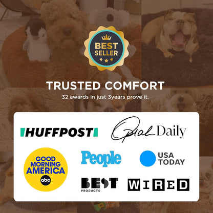 Bedsure Calming Dog Bed Medium Size Dog Donut Washable Pet Bed,30Ins Camel