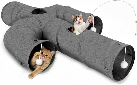 Cactus Cat Tunnel 10" with Peek Holes for Indoor Large Cat, Grey
