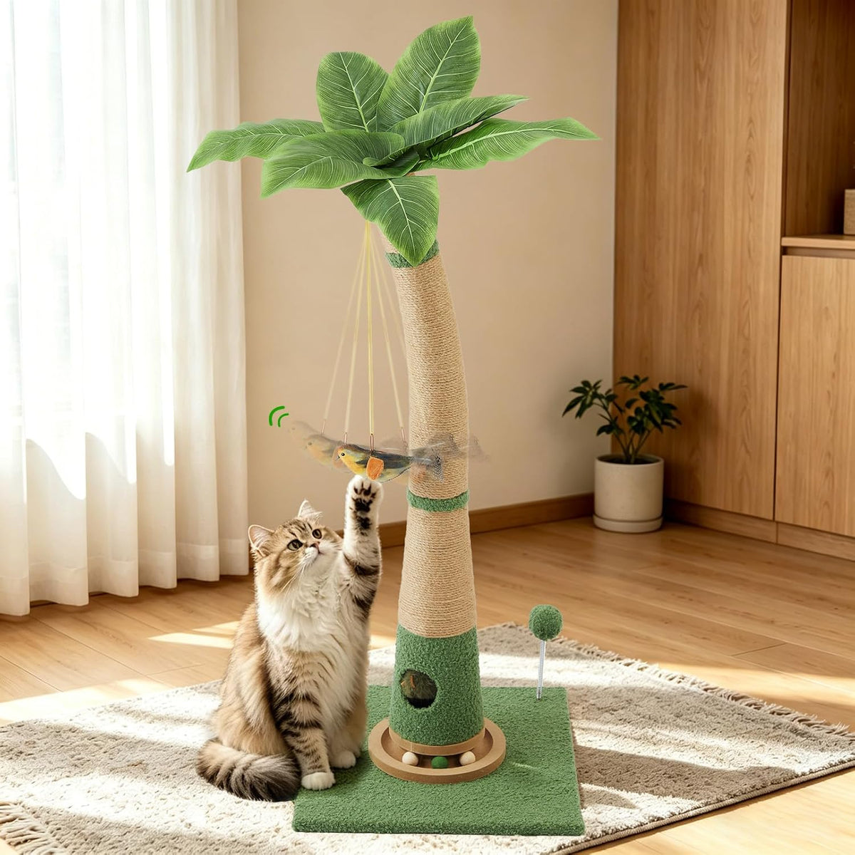 Cat Scratching Post, 35" Tall Scratcher Tree with Multiple Interactive Toys