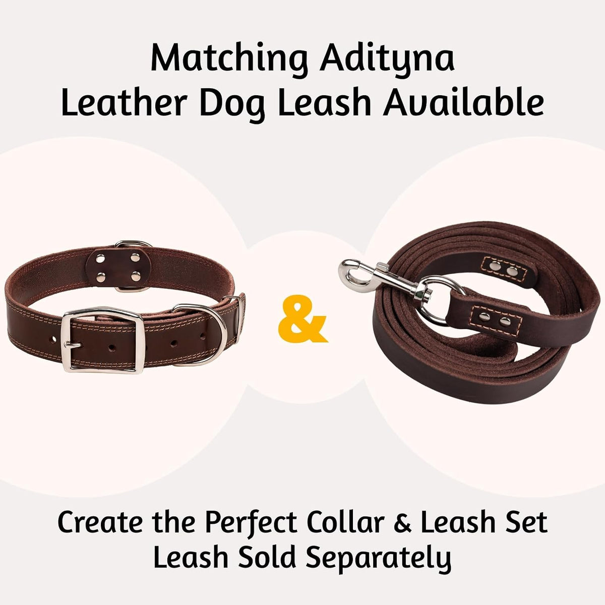 Heavy Duty Leather Dog Collar for Extra-Large Dogs, 22-30"