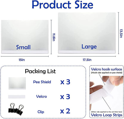 3 Pcs Cat Litter Box Pee Shields, Splash Guard for Open Top Litter Pan