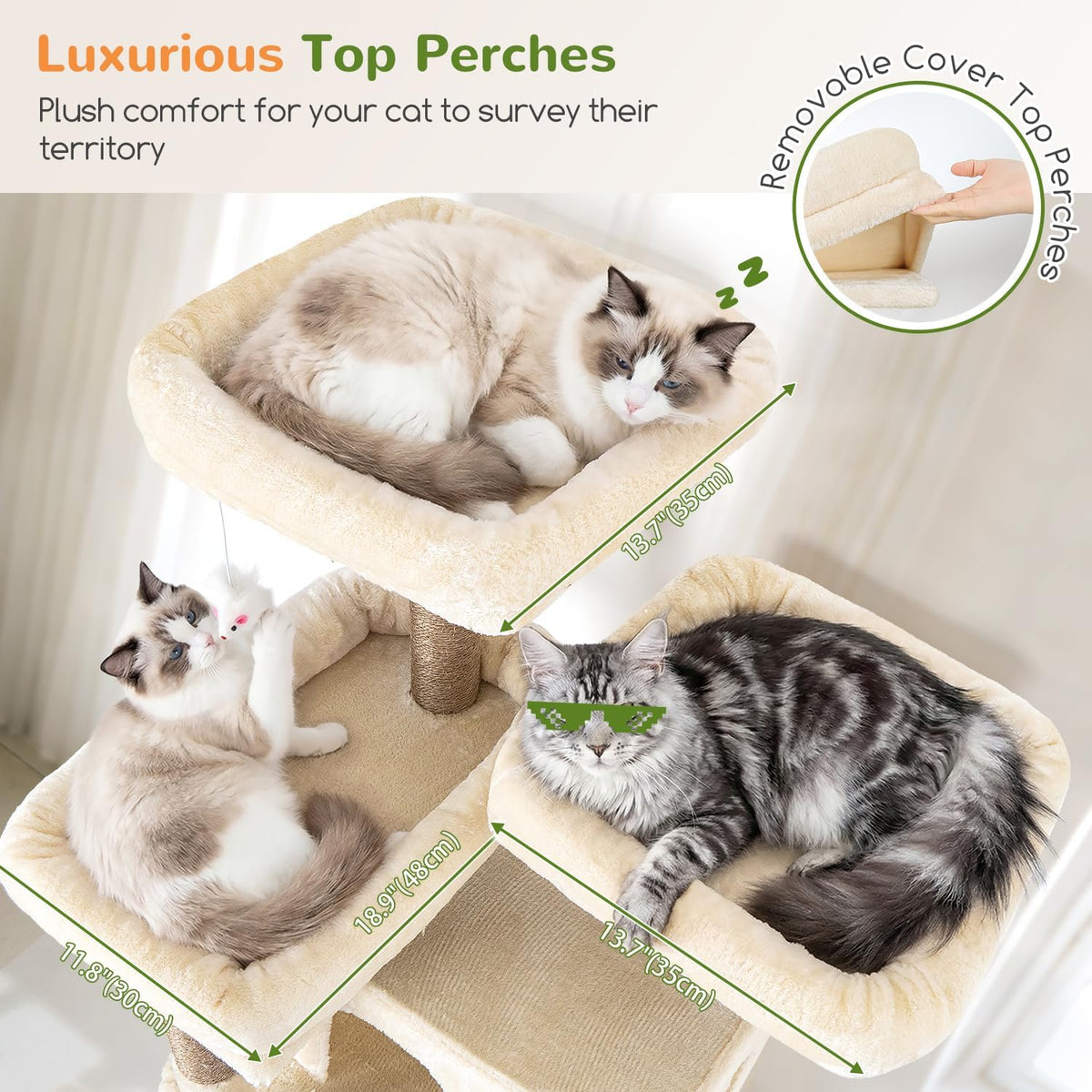 Heavy Duty Cat Tree, 73In Tall Cat Tower, F73C, Beige