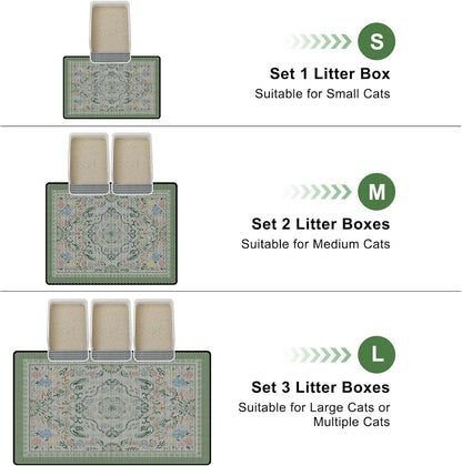 Cat Litter Mat 26.8"X46.5" Double Layer Waterproof Litter Box Mat Washable Litter Trapping Mat
