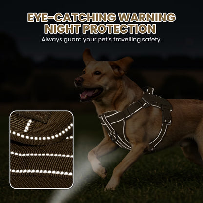 No Pull Dog Harness for Small Dogs, Reflective Dog Vest Harness with Handle, Adjustable Easy on Dog Harness for Training Running Walking, Khaki S