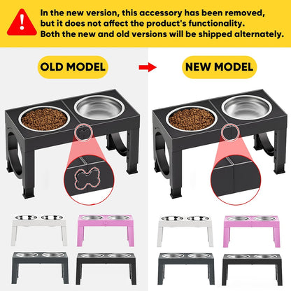 Elevated Dog Bowls Large Breed Raised Dogs Bowl Stand Large/Medium Sized Dog Stainless Steel Food Water Bowl Stands 5 Heights Adjustable 9/11/12/14In Black Pet Feeder Dish Station
