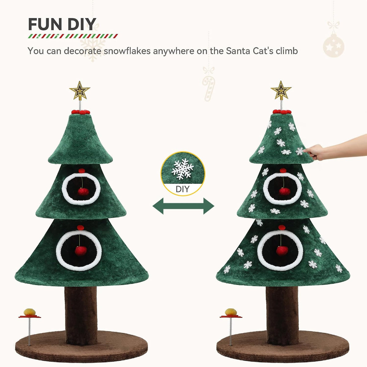 52" Christmas Cat Tree with 2-Storey House