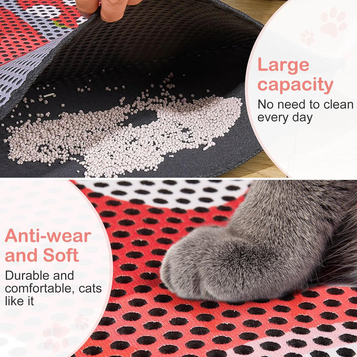 Cat Litter Mat, Double Layer 30"X24" Cat Litter Trapping Mat