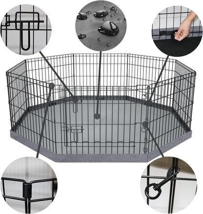 Foldable Metal Dog Exercise Pen/Pet Puppy Playpen Kennels Yard Fence Indoor/Outdoor 8 Panel 24" W X 24" H with Bottom Pad (With Bottom Pad, 8 Panels 24" H)
