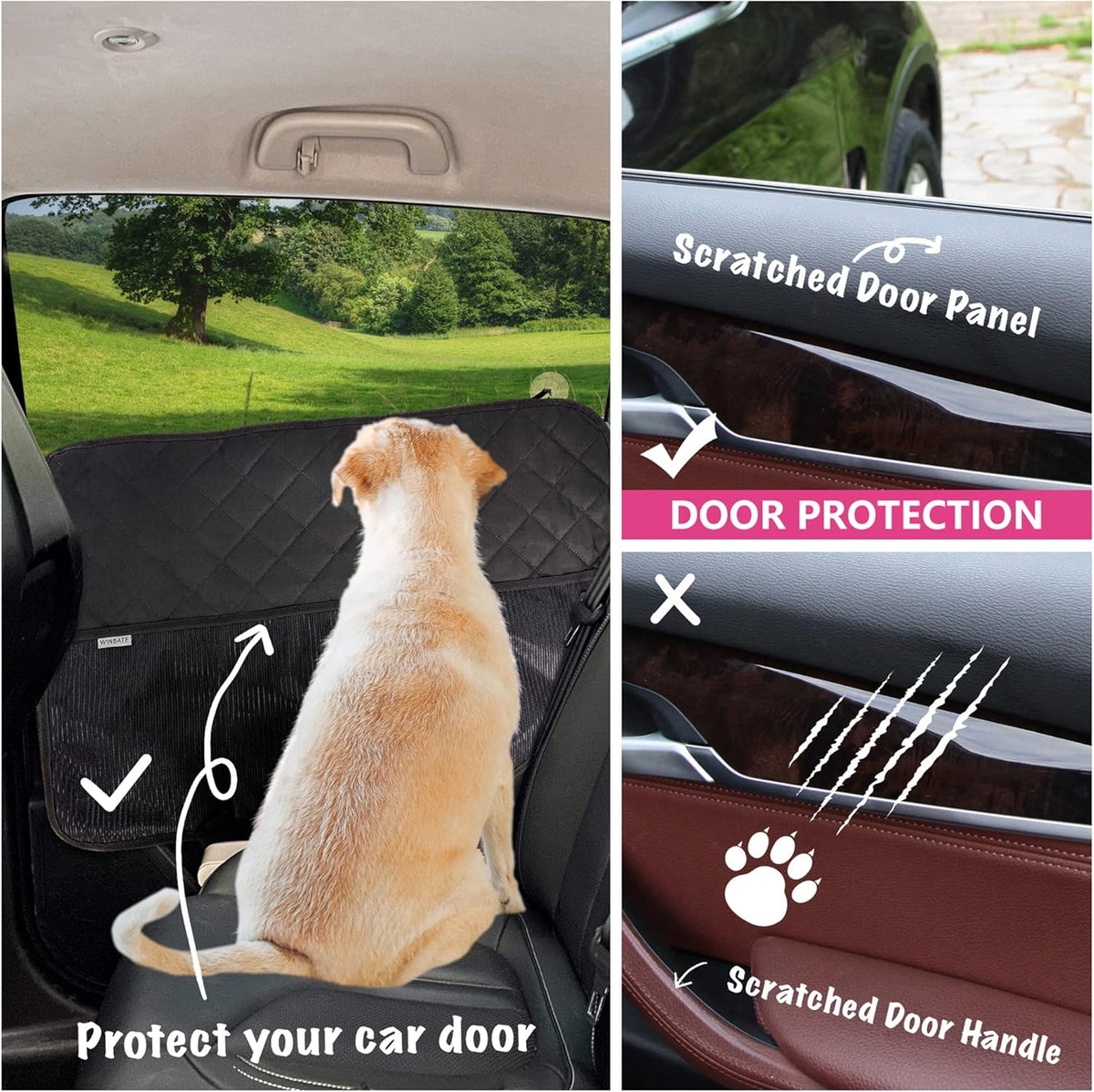 2PCS Car Door Protector for Dogs Pet Car Door Cover-Waterproof Scratchproof Nonslip Durable Car Door Protector, Machine Washable Pet Vehicle Door Guard (2 Packs Universal Fit)