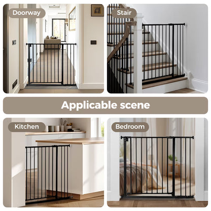 Baby Safety Gate, Dog Gates for Top Stairs Doorway, 29.5''- 40.5''Wide Pressure Mount, Black