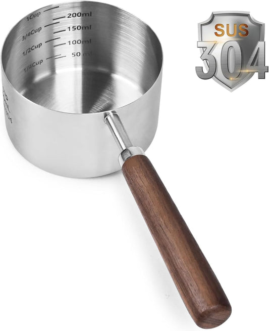 Dog-Cat Food-Scoop Measuring-Cup - 304 Stainless Steel Material.1-Cup Capacity. Precision Scale Measurements