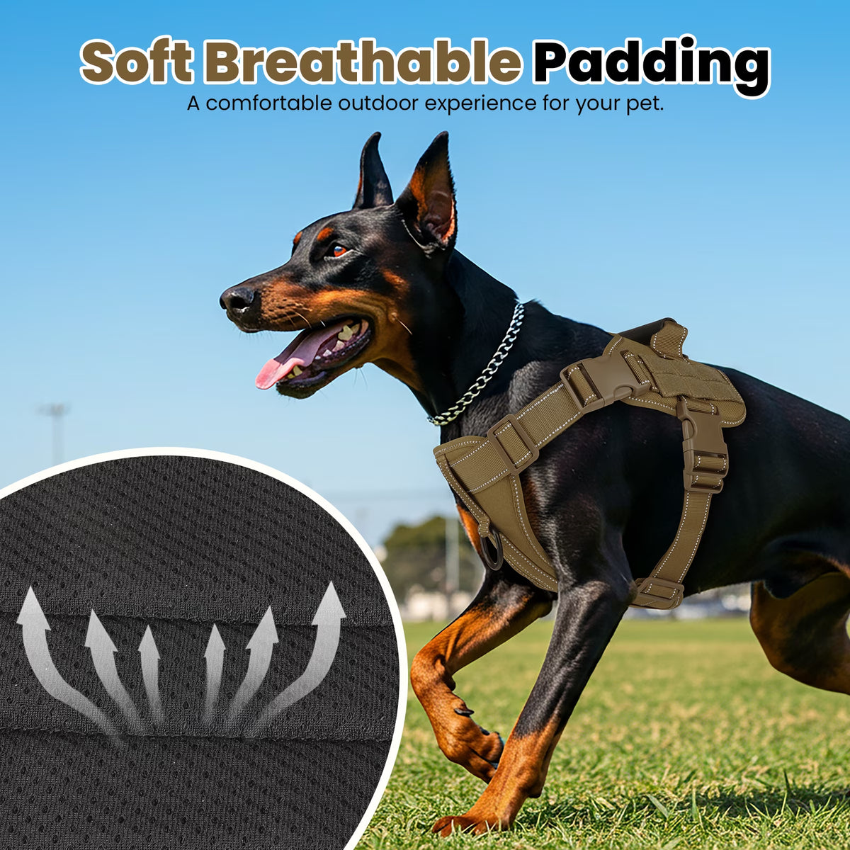 No Pull Dog Harness for Small Dogs, Reflective Dog Vest Harness with Handle, Adjustable Easy on Dog Harness for Training Running Walking, Khaki S