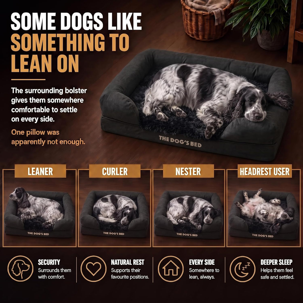 The Dog’S Bed Orthopedic Memory Foam Dog Bed with Bolsters for Medium Dogs