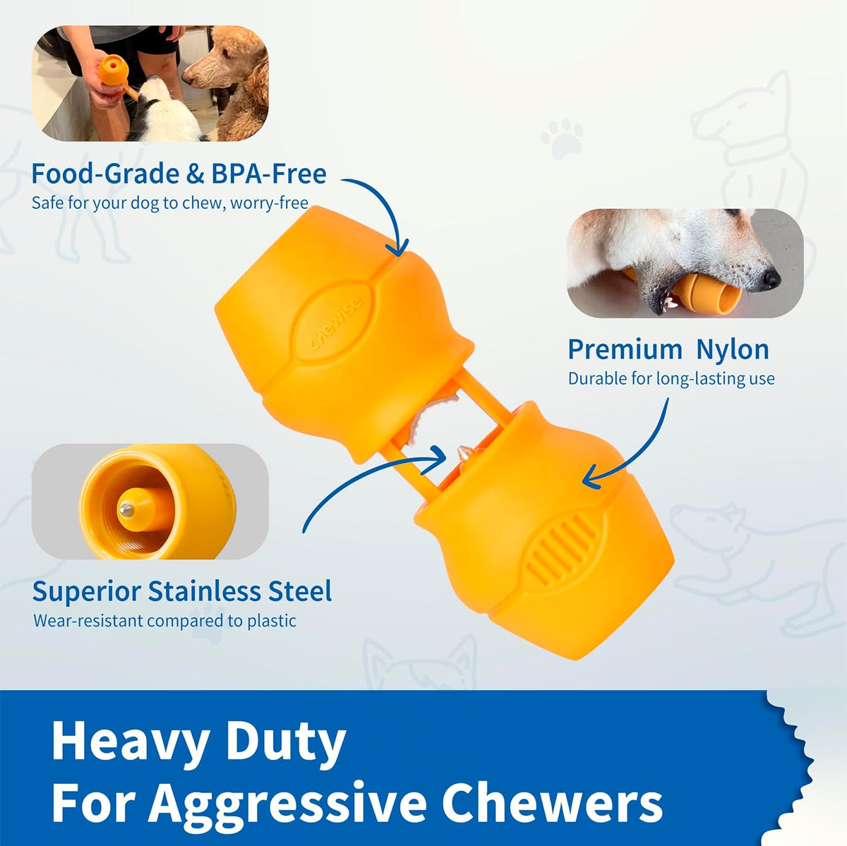 Chewise Bully Stick Holder for Dogs, Metal Teeth Dog Chew Holder