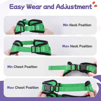 Cat Harness and Leash for Walking, Escape Proof Soft Adjustable Vest Harnesses for Cats, Easy Control Breathable Reflective Strips Jacket, Grass Green