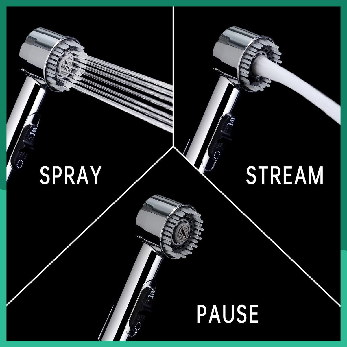 High Pressure3 Mode Dog Shower Attachment with ON/OFF Switch