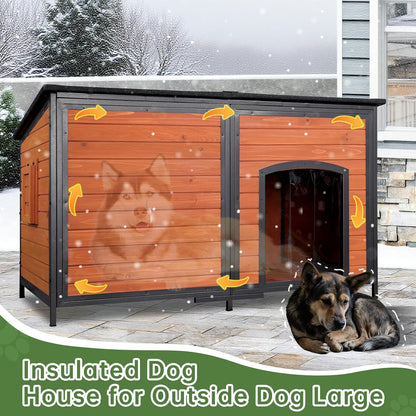 Extra Large Insulated Outdoor Dog House Weatherproof Chew-Proof Metal Frame