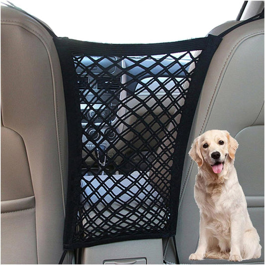 Dog Car Net Barrier Pet Barrier with Car Mesh Organizer for Dog & Child, Safety Divider with Upgraded Storage Pouch, Easy Install for Cars & Suvs