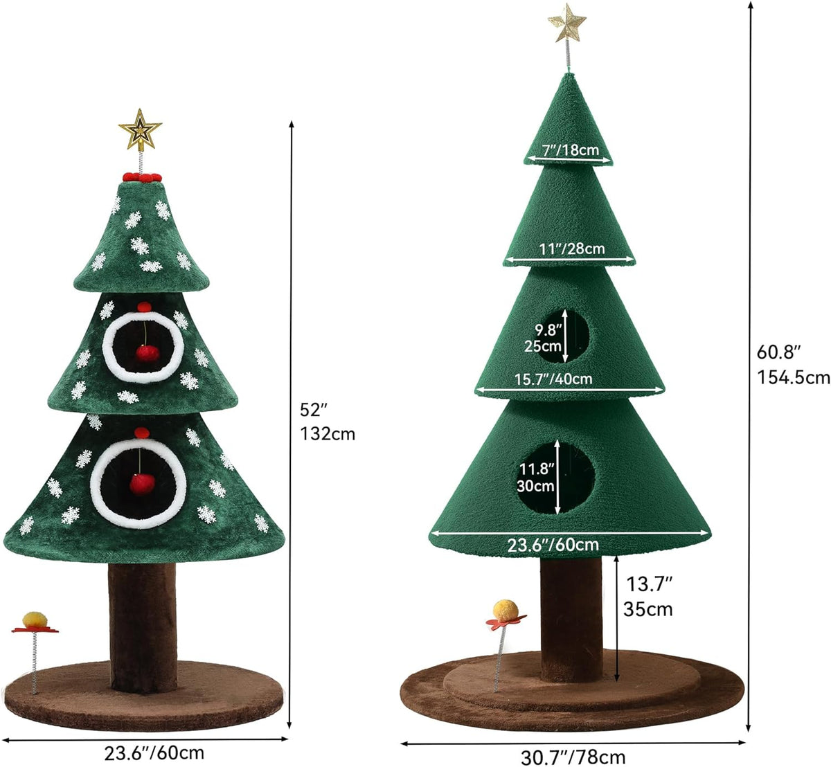 52" Christmas Cat Tree with 2-Storey House