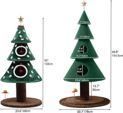 52" Christmas Cat Tree with 2-Storey House