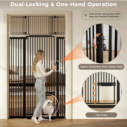 Cat Gate, 71"Extra Tall Dog Gate, 43''Wide Pet Gate Pressure Mounted, Safety Gate for Pets,Black