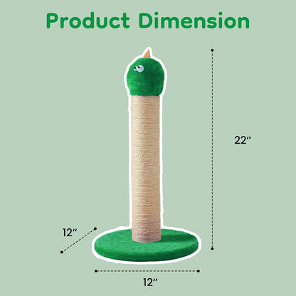 Cat Scratching Post 22'', Scratching Post with Extra Wide 12" Heavy Duty Base for Indoor Kitty, Scratching Post with Natural Sisal & Velvet Fabric for Small, Medium Cat, Green