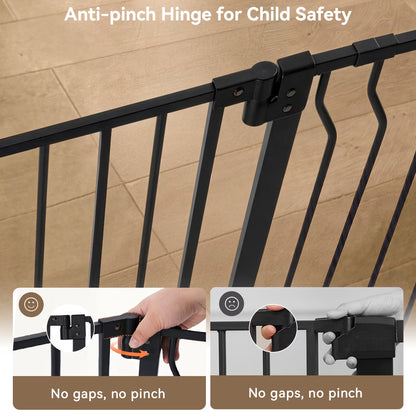 Pet Gate with Cat Door, 29.5"-43.7" Wide Dog Gate for Stairs & Doorways, Pressure Mounted, Black